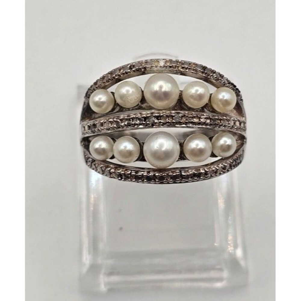 Sterling Silver Domed Freshwater Cultured Pearl Ring SIZE 8.5